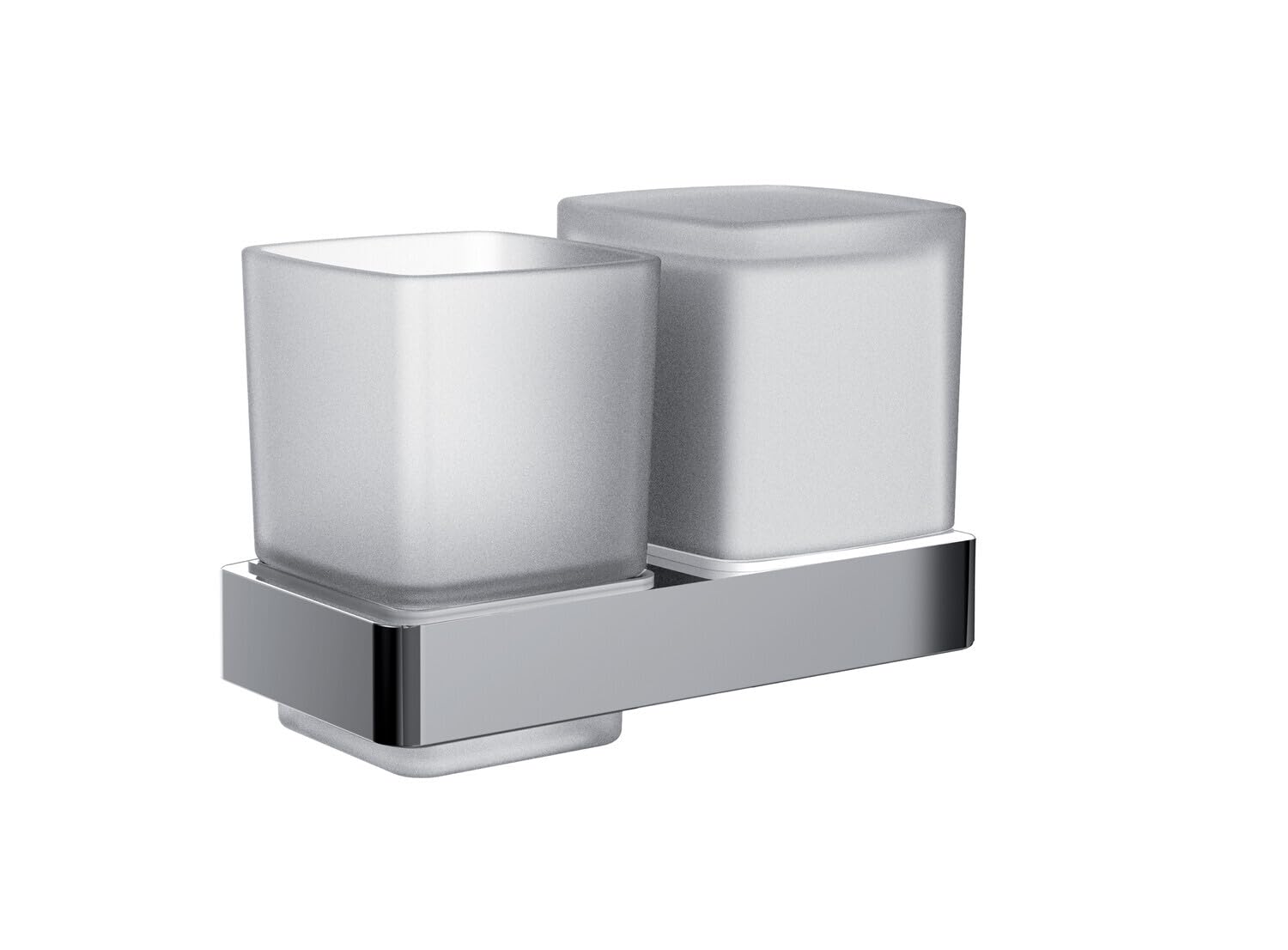 emco Loft - Portavasos Doble de Cristal, Vaso para cepillos de Dientes en Cromo, Montaje en Pared, Accesorio de baño, Moderno, Elegante, práctico como Accesorio de Ducha