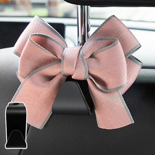 Fiegcit 4個車用フック 漫画 かわいいリボン 車用バックフック 雑貨 かわいい後部配置ツール インテリアアクセサリー P0s4 (G)