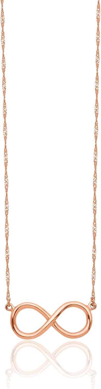 IceCarats 14K Solid Rose Gold Small Infinity Pendant Necklace 16.5mm 5/8 inch Polished For Her