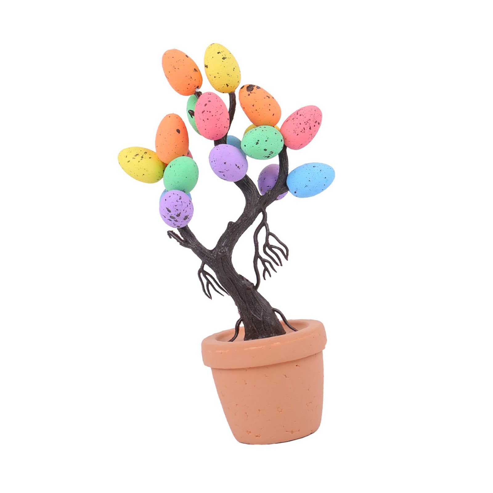 Realistic Easters Eggs Tree Ornament Potted Plant Tabletop Decoration Centerpieces for Dining Table or Workspaces Easy Placement Decoration