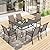 HERA'S HOUSE Outdoor Dining Set 7 Piece Patio Dining Sets, 6 Brown Textilene Chairs and 1 Rectangular Metal Dining Table, Patio Furniture Set for Deck Backyard Lawn Garden Porch