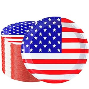 50Pcs 4th of July Paper Plates,4th of July Themed American Flag Patriotic Party Supplies,7inch American Flag Paper Plates,for Patriotic Party Veterans Memorial Day 4th of July Independence Day Decor