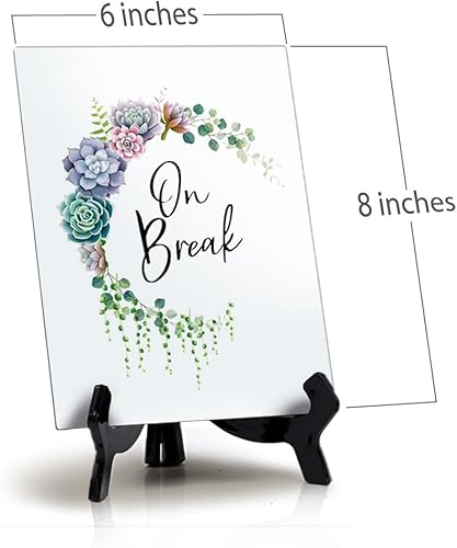 Miniatura 6 de Letrero de mesa con caballete, diseño floral de media luna (6 x 8 pulgadas)