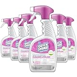 Quick Shine 3-IN-1 MAX ShinePower Surface Cleaner 24oz, 6Pk | Instantly Cleans & Shines w/Clean Shine Technology | Use on Countertops, Stainless, Mirrors, Granite & more | Streak Free, Zero Residue