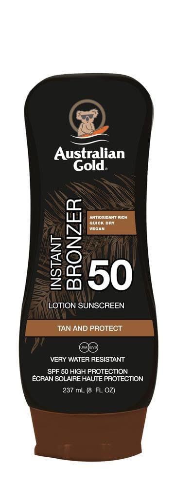 Australian Gold Sunscreen Spf50 Lotion With Bronzer 1 Unidad 240 G, Marron, Fresh, 237 Mililitro