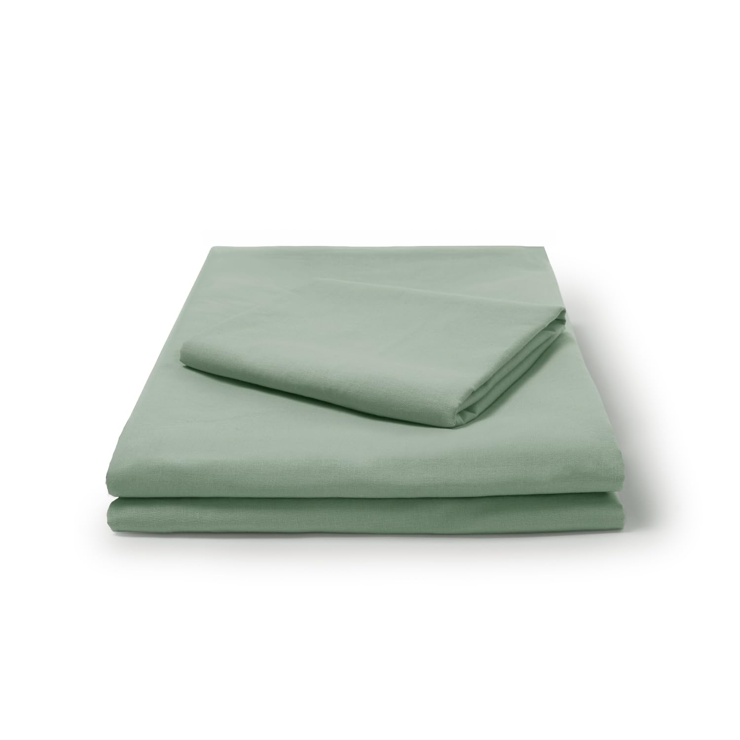 TRAMAS+ Drap carré et Demi-Drap 140x200, 100% Coton, Linge de lit, Drap et 2 taies d'oreiller, Standard 100 by Oeko-TEX - Green Tiffany
