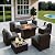 VONZOY 8 Pieces Outdoor Patio Furniture Set with 44" Fire Pit Table Rattan Sectional Conversation Sets w/Gas Fire Pit, Coffee Table, 2 Waterproof Covers, Dark Grey