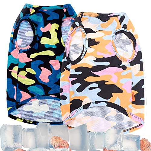 Uadonile Dog Cooling Shirts,Wettable for a Cool Experience,Dog Sunscreen,Air-mesh Fabric Dog UV Shirt,Quick Dry Dog Shirt,for Beach Seaside,Small Medium Large Breed,Good Gifts for Girl Boy Dog,2pack