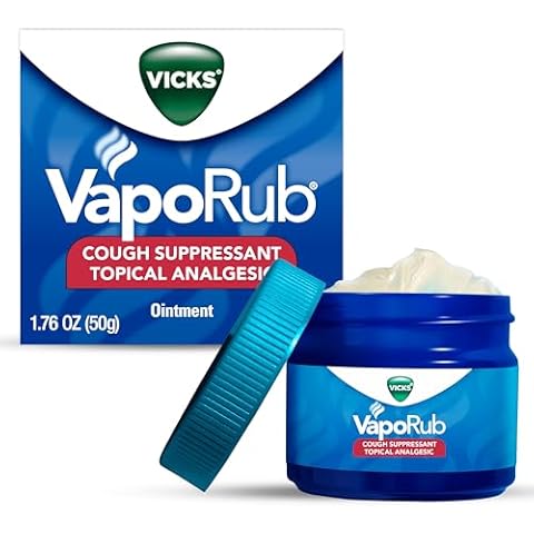 Vicks VapoRub, Original, Cough Suppressant, Topical Chest Rub & Analgesic Ointment, Medicated Vicks Vapors, Relief from Cough Due to Cold, Aches & Pains, 1.76oz Cover