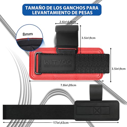 Ganchos de levantamiento de pesas para evitar la fatiga de manos con straps gym 6