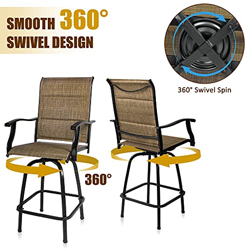 Bigroof Outdoor Patio Swivel Bar Stools Set Of 2, Bar Height Outdoor Chairs With Armrest And High Backs, All-Weather Bar Outdoor Furniture Patio Stools & Bar Chairs #TOP3