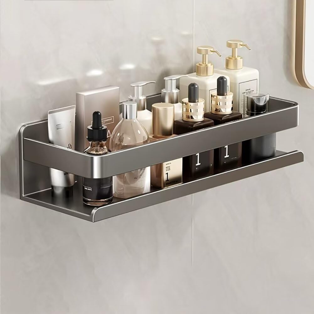 Shower Caddy Bathroom Shelf No Drill Rustproof Shower Storage Rack Stick On Wall Shelf with Hooks and Towel