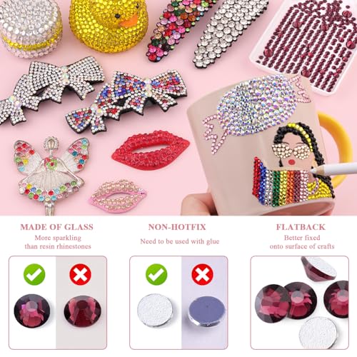 Image of 2000PCS SS20 /5mm Crystal Glass Rhinestones for Bedazzling (Amethyst) | Flatback Rhinestones for Crafting DIY Nail Art Makeup Decoration, Gems Diomand Charms for Tumbler Shoes Clothing Mug