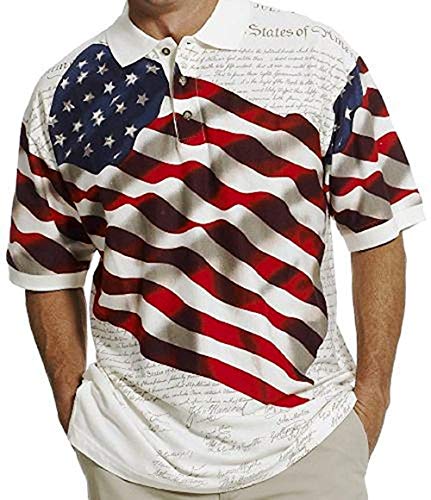 Cotton Traders American Summer TheFlagshirt Men s American Flag Patriotic Golf Shirt
