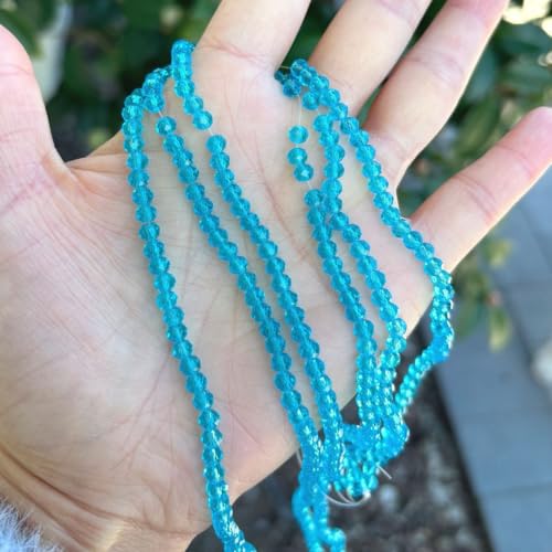 Image of 1000pcs Czech Faceted Rondelle Crystal Glass Beads 4mm Small Tiny Bulk Aquamarine Blue