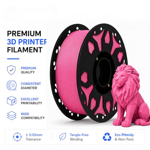 Image of FILAMONT PLA+ 3D Printer Filament 1.75mm, High Strength & Low Warp Printing Material, Dimensional Accuracy ±0.02mm, Vacuum Sealed with Desiccant, 1kg Spool (Pink)
