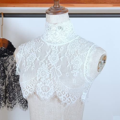 Hollow Out Floral Lace High Neck Fake Collar Detachable Floral Shawl Dress Shirt Decorative False Collar Poncho3