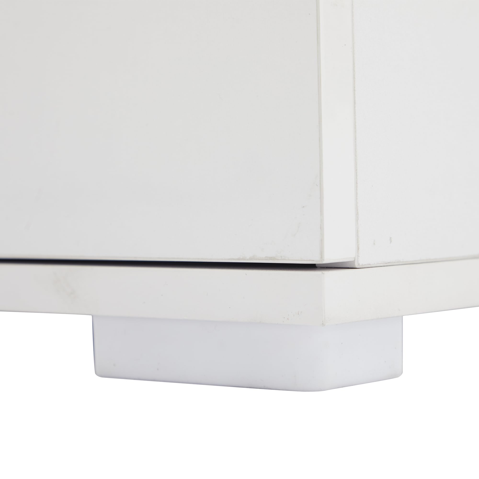 Vetrina in vetro bianco lucido, vetrina con illuminazione a LED, vetrina verticale con 3 cassetti, 60 x 35 x 180 cm