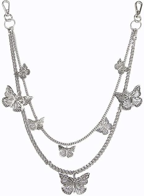 Amazon Co Jp Moonring ウォレット チェーン パンツ ジーンズ ウエスト 飾り 多層 二連 パンク バタフライ 蝶々 おしゃれ 服 ファッション小物