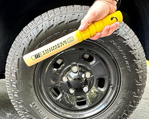Image of 14 inch Hickory Tire Thumper - Made in USA, Durable Truck Tire Pressure Checker, Fish Bat Knocker, Roadside Tool with Sand Grit Coated Non-Slip Grip in Safety Yellow