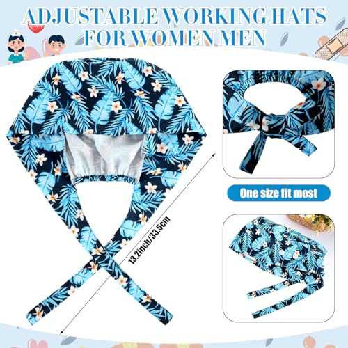 Image of Unittype 4 Pcs Nurse Caps for Women Nursing Working Caps with Button and Sweatband Adjustable Elastic Scrub Hats for Dentist