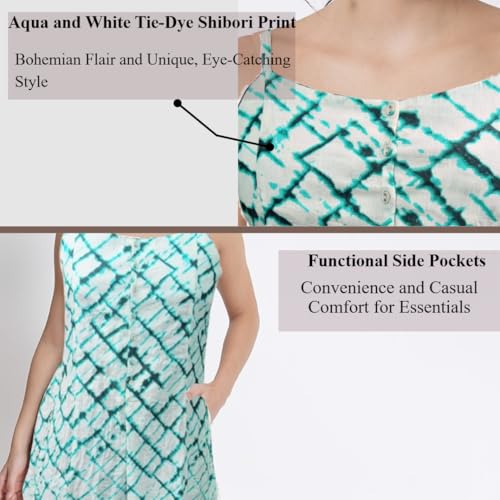 Image of Women's Printed A-Line Dress || Summer Dress ||Cotton Dress with Pocket's || Beach Dress || Adjustable Straps