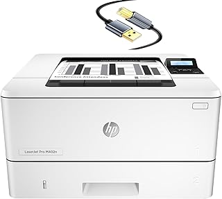 HP Laserjet Pro M402n Single-Function Wired Monochrome Laser Printer, White - Print only - 40 ppm, 1200 x 1200 dpi, 256MB RAM, 8.5 x 14, 2-line LCD, Ethernet, USB,Tillsiy Printer Cable