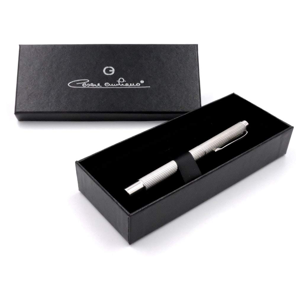 Cesare Emiliano 925er Sterling Silber ECO Kugelschreiber Guillochierung/Liniendesign