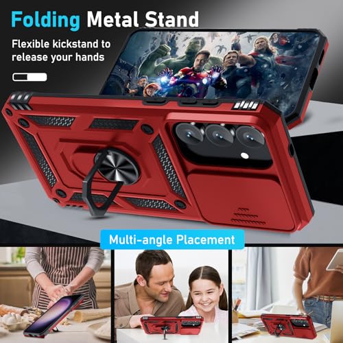 Janmitta for Samsung Galaxy S25 FE Case Built in Slide Camera Cover,Red by Janmitta - Used condition - Image 2