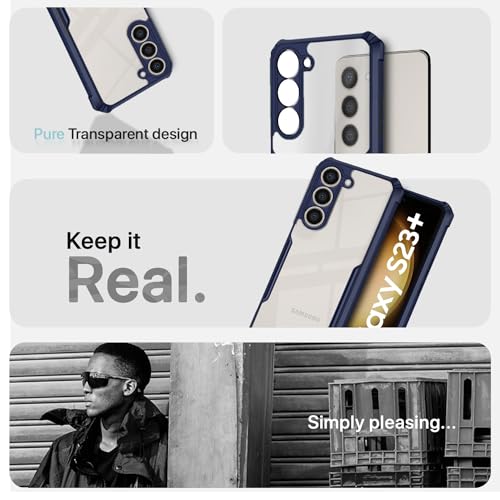 Image of Pikkme Samsung Galaxy S23 Plus Back Cover | Crystal Clear Transparent Back | Ultra Hybrid | Full Camera Protection | Raised Edge | Bumper Back Case (Blue)