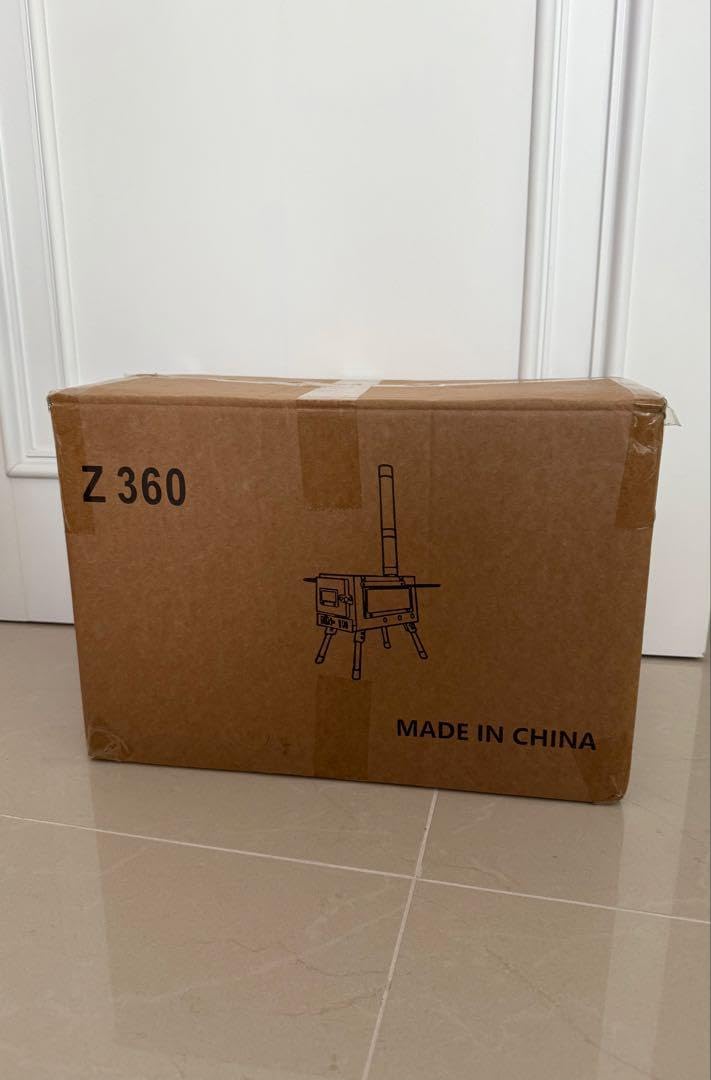 未開封SENQI 薪ストーブ 煙突・耐熱ガラス窓・グリッド棚搭載 収納袋