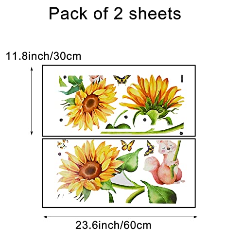 Vinilo Decorativo Pared Girasol y Ardilla 72x80 cm Amarillo miniatura 2