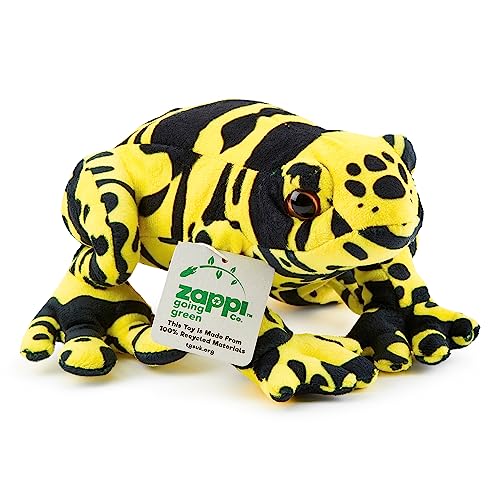Zappi Co 100% Recycled Plush Poison Dart Frog Yellow/Black Toy (21cm Length) Stuffed Soft Cuddly Eco Friendly Animals Collection for Newborns - Image 3