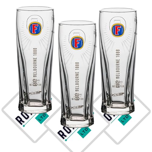 Roxley Fosters Half Pint Glass X3 Lager Beer Glasses | Man Cave |...