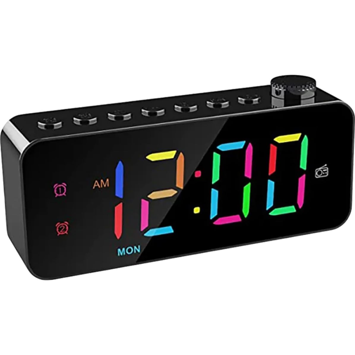 Cabilock Digitaler Wecker Separate Alarmsteuerung Kunststoffgehäuse für Schlafzimmer mit Großem LED Display Wecker mit Radio und Alarmfunktion und Moderne Wohndekoration