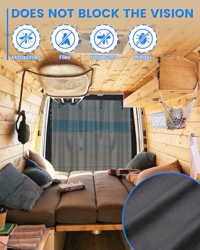 SUPAREE 6’x 5’ Moskitonetz Auto Heckklappe Insektenschutz Auto Heckklappe Moskitonetz Wohnmobil Heck Universal mit Klettverschluss und Zweiseitiger Reißverschluss für Van Camping (Schwarzes Netz)
