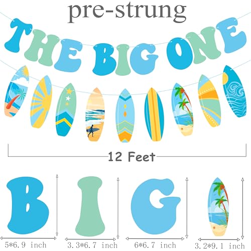 Image of The Big One Banner Surfing 1st Birthday Party Decorations Surfing Surfboard Theme First Birthday Decorations for Baby Boys Summer Beach Surf Party Supplies