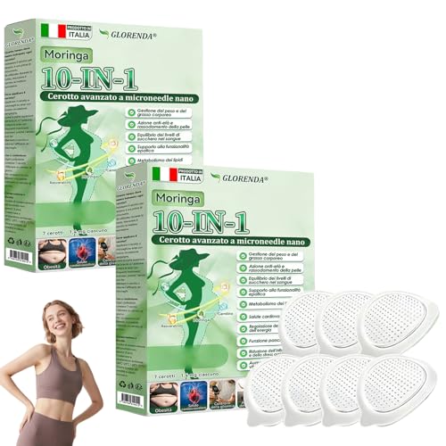 GLORENDA Moringa 10-in-1 Advanced Nano Microneedle Patch, Professionale Cerotto Nano Micronago patch, Per Pancia Di Birra, Secchi, Vita Addominale Grasso (2 Scatola)