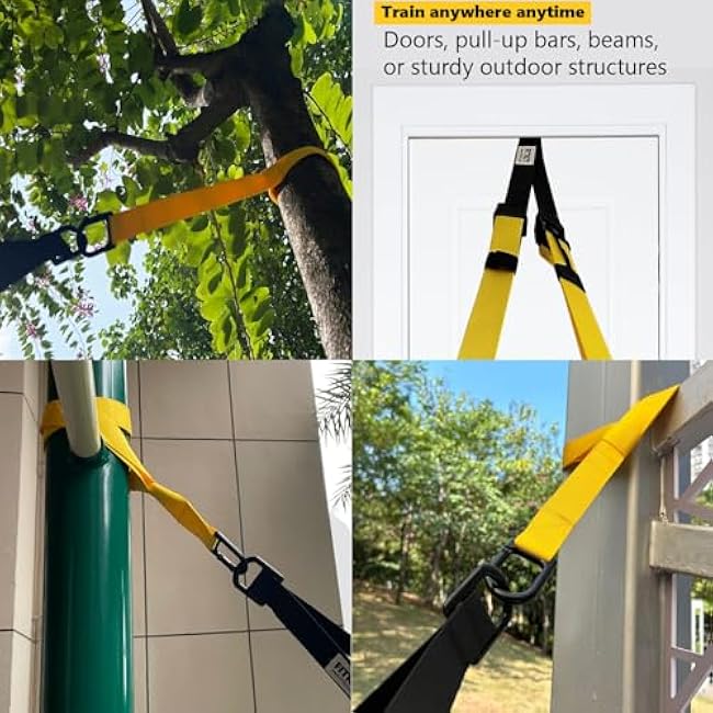 Suspension Bodyweight Fitness Training Kit, Full Body Workouts Home Gym Resistance Trainer Straps for Total Body Workouts