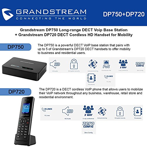 Grandstream DP750 Long-Range DECT Base Station + DP720 DECT Cordless HD Handset
