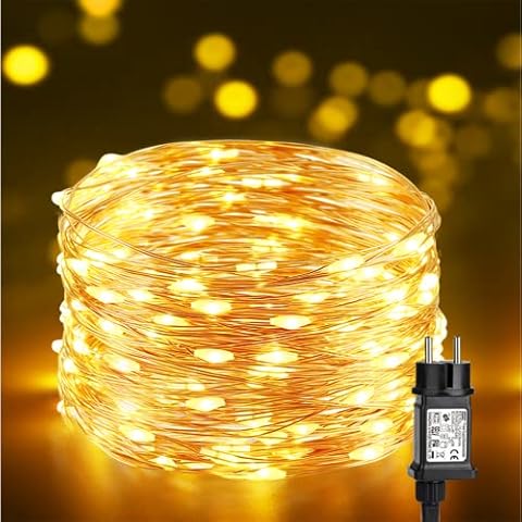 BrizLabs Luces de Navidad Exterior 100 LED Alambre de Cobre Impermeable Cover