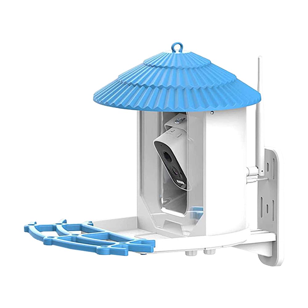 POFET Comedero para pájaros con energía Solar, graba Videos automáticamente Notifica Cuando los pájaros visitan, Cámara para pájaros con alimentador Inteligente, Regalos para Amantes de Las Aves