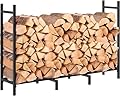 NANANARDOSO 4ft Firewood Rack Outdoor Fire wood Holder for Fireplace Wood Storage, Bottom Widening, Heavy Duty Fire Log Stacker Stand for Indoor Fireplace Metal Lumber Storage Carrier Organizer