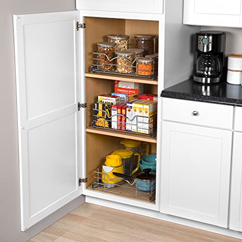 HOLD Nâ STORAGE Heavy-Duty Premium Collection Pull Out Cabinet Organizer - Pantry Drawer Slide Out Caddy -Lifetime Limited Warranty - Basket Size 17" W x 21" D x 5" H, Anti-Rust Chrome Finish - Image 3