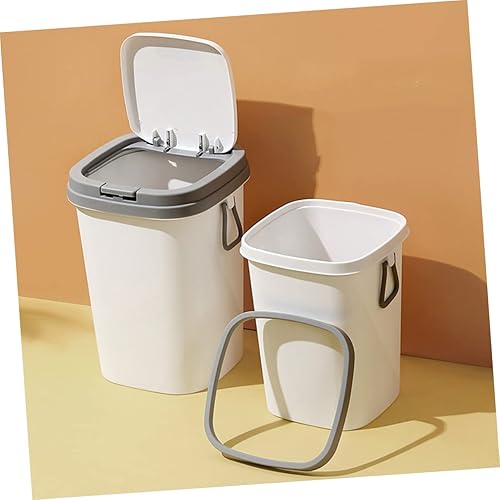 Miniatura 2 de Papelera para automóvil, papelera para el hogar, con tapa, color gris claro con tapa, papelera de oficina de polipropileno