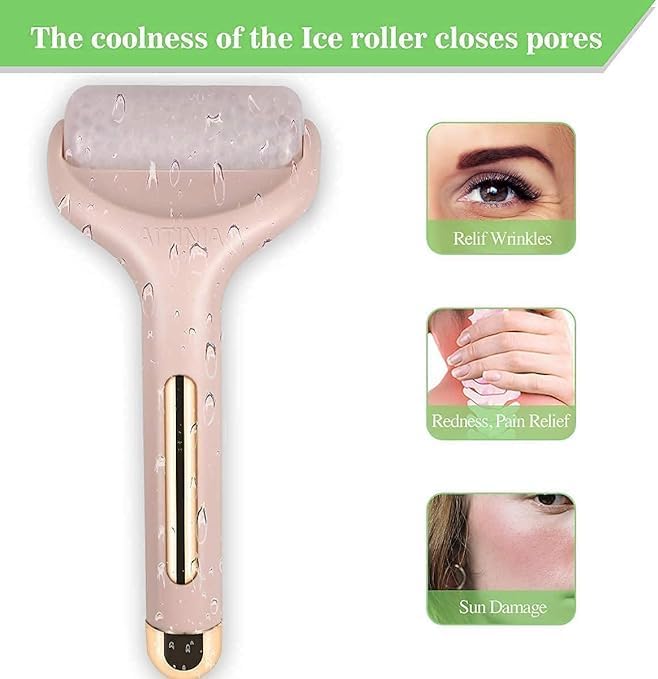 Ice Roller Face Massager Facial Skin Care Tool with Cooling Gel for Face and Eyes, Puffiness and Pain Relief for Women & Men Pack of 2 Multicolor by The Great Indian Store