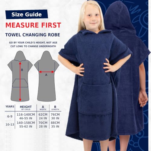 Image of ALLEN & MATE Kids Surf Poncho Towel Robe, Hooded Changing Robe, 6-13 Years