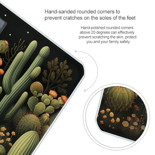 Báscula digital de baño estilo cactus verde de vidrio templado miniatura 4