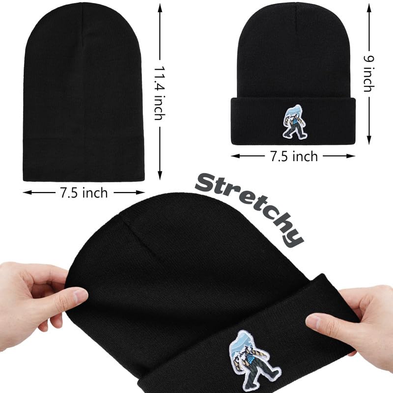 Image of Bigfoot Beanie for Men - Sasquatch Hat Winter Knit Cuffed Beanie for Women - Bigfoot Gifts for Christmas & New Year
