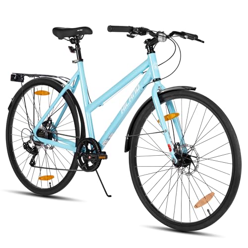 Hiland 28 Zoll Aluminium Rennrad, 7-Gang Schaltung Pendlerfahrrad mit Scheibenbremsen, 700C Komfortabler Stadt für Männer Frauen, Blau Hiland 28 Zoll Aluminium Rennrad, 7-Gang Schaltung Pendlerfahrrad mit Scheibenbremsen, 700C Komfortabler Stadt für Männer Frauen, Blau